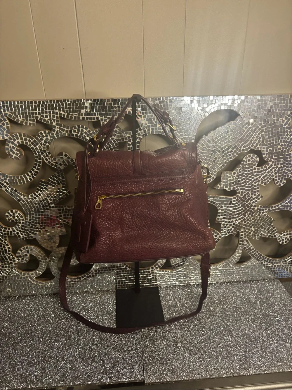 💕Tory Burch Textured Burgundy Leather Satchel Crossbody